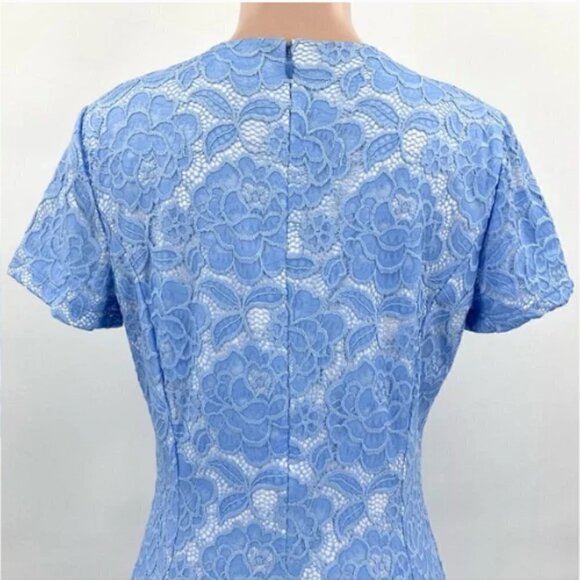 Anthropologie Hutch Blue Floral Lace V-Neck Fit & Flare Dress - Picture 6 of 10